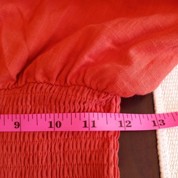 Reverse NWT Square Neck Backless Rust Orange Smocked Waist Bohemian Apron Dress - Picture 8 of 9